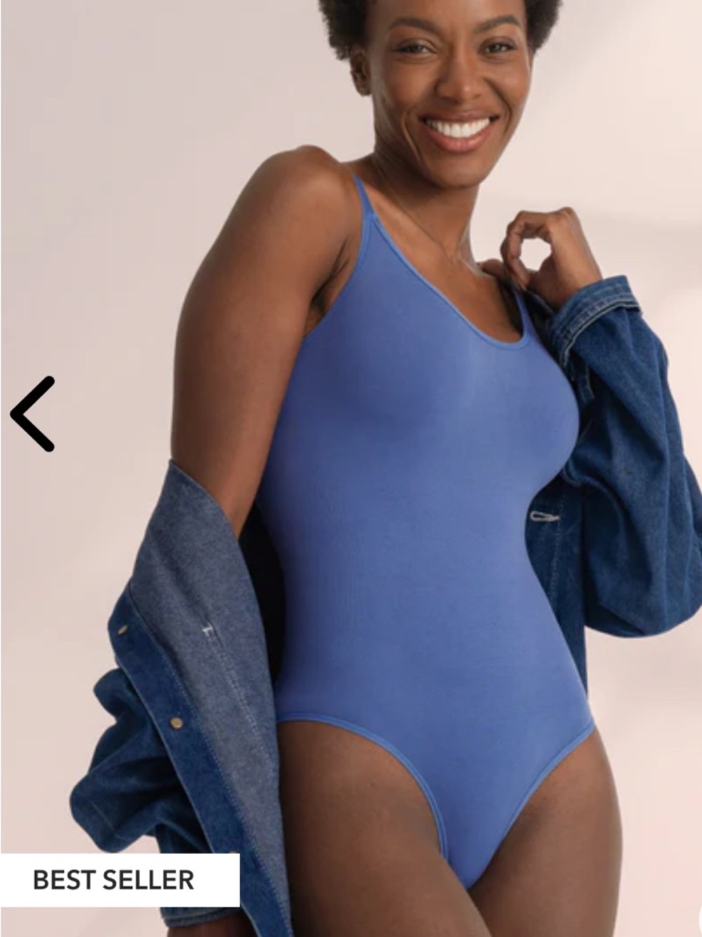 Shapermint Blue Scoop Neck Bodysuit M